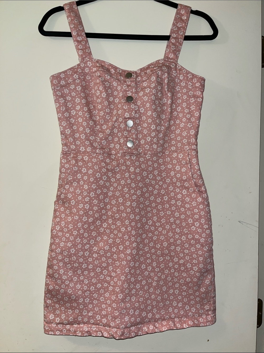 No Boundaries Pink Floral Button-Front Mini Dress